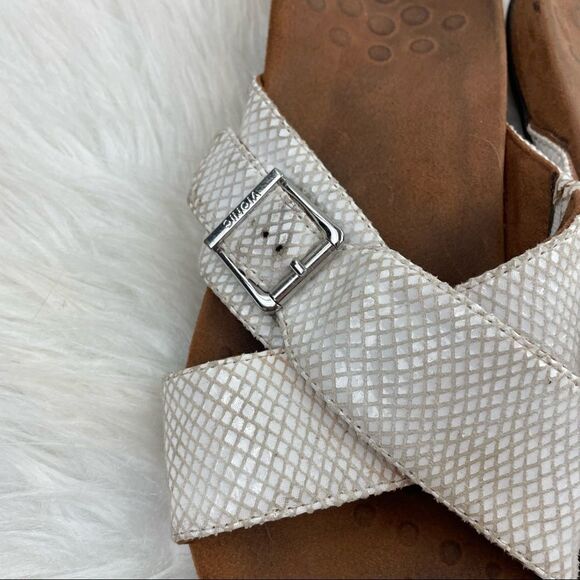 Vionic Dorie Rest Snakeskin Leather Slide Sandals - Picture 6 of 11